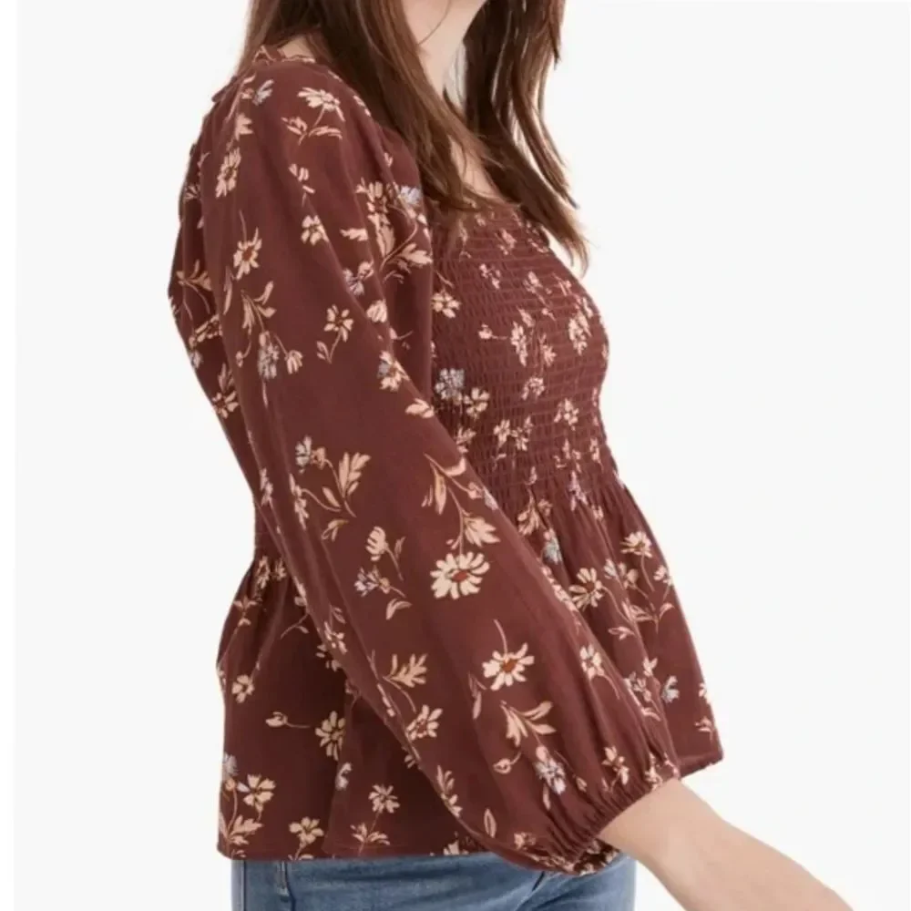 Madewell Women's NWT Lucie Smocked Floral Peplum Top size 2 Cottagecore Milkmaid